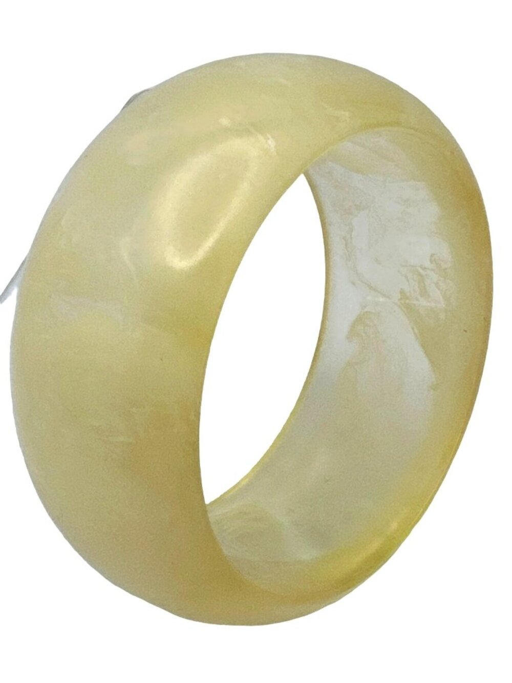 Vintage Statement Bangle Bracelet Translucent Marble Swirl Lucite Off White Mod
